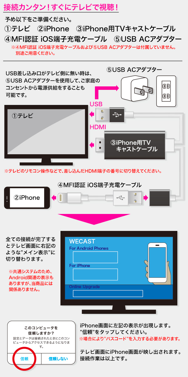 iPhone用TVキャストケーブル(HDMI端子用) | 製品情報 | 株式会社威風堂